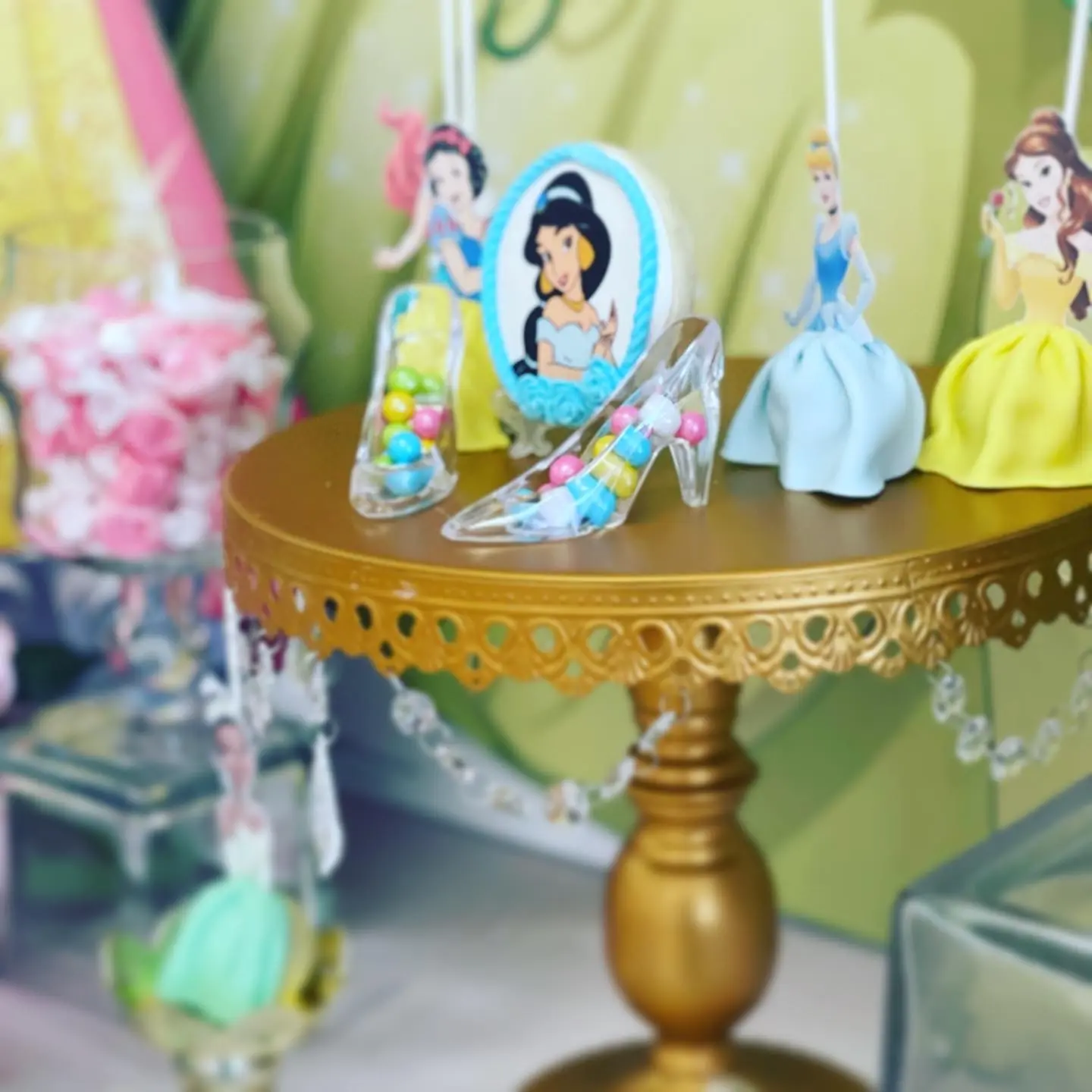 Princess themed sweets table with cake pops