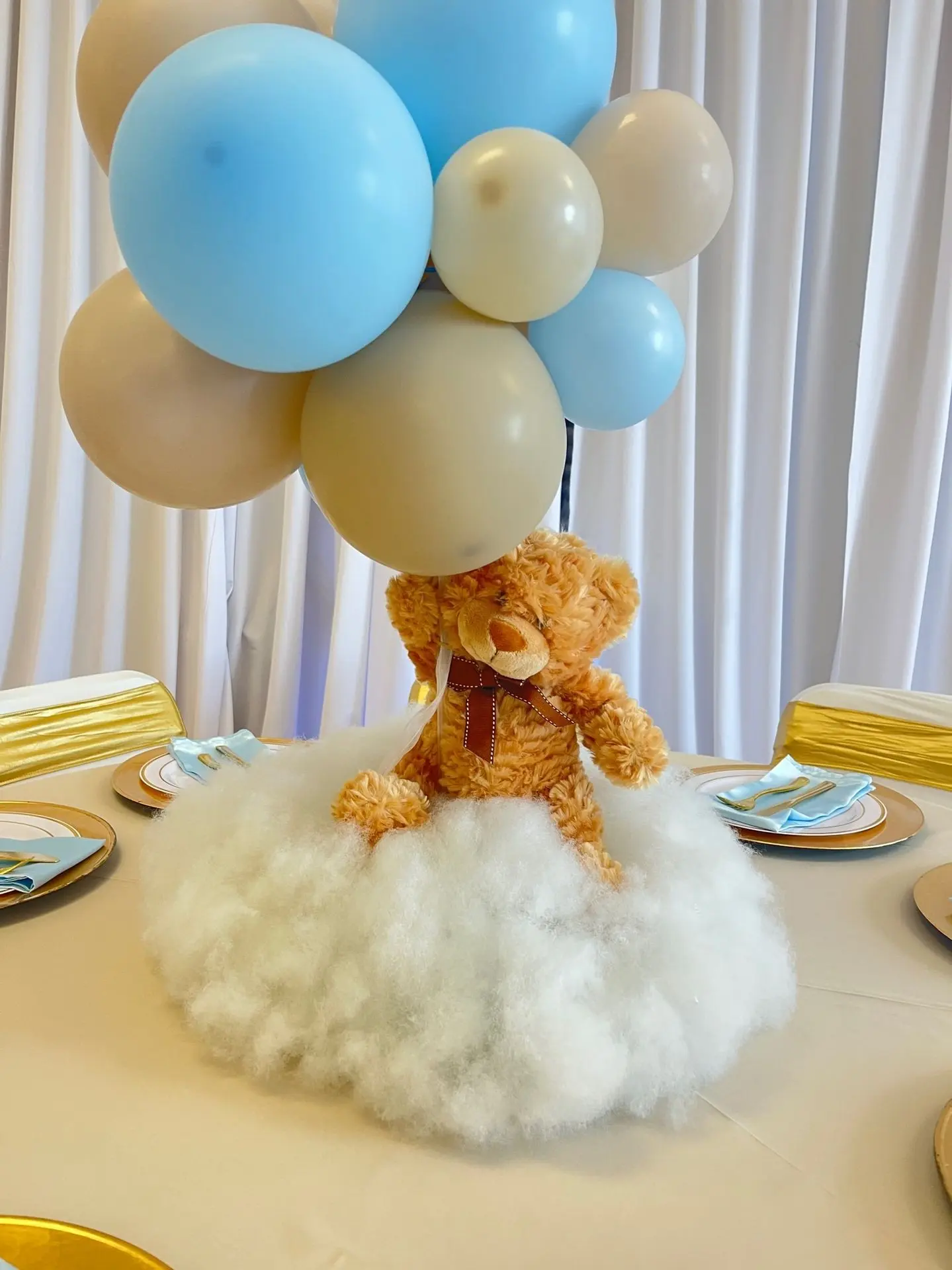 Teddy Bear Blue & Brown Centerpiece