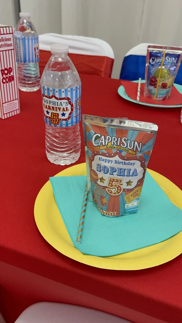 Custom Capri Suns and Water Bottle