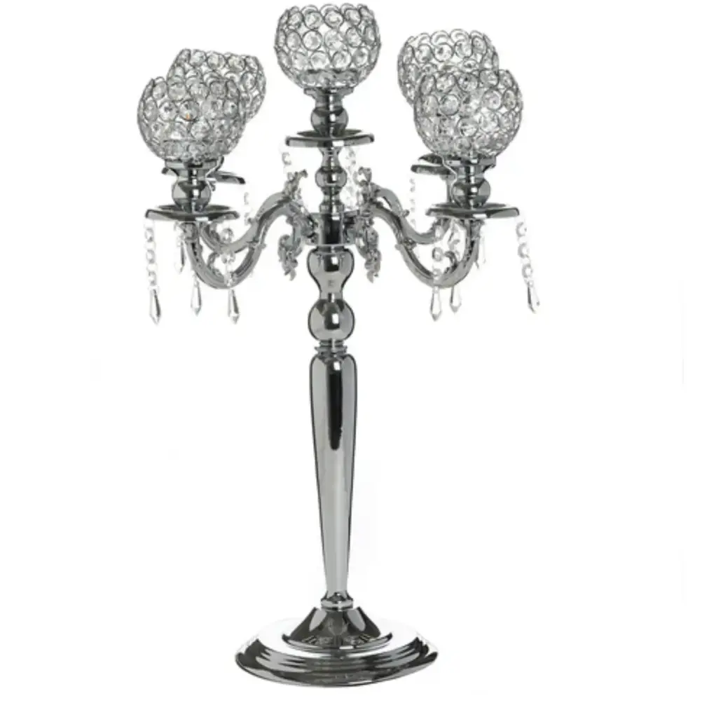 Centerpiece-Silver Diamond Candelabra