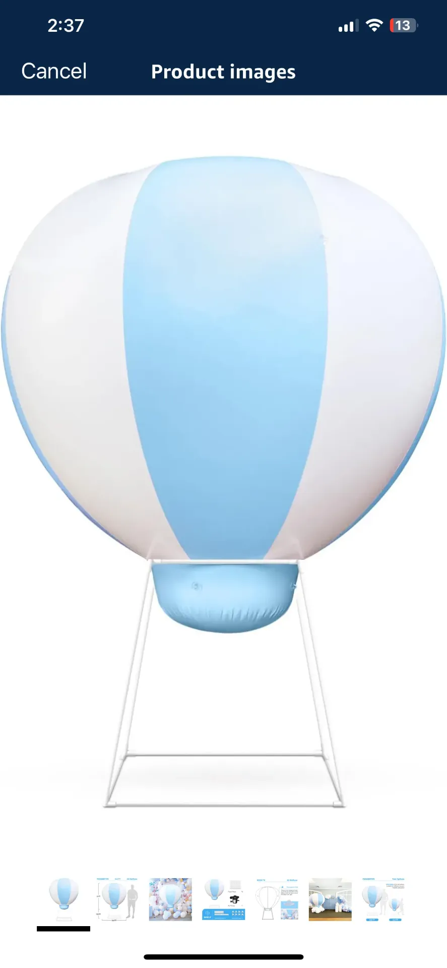 Themed Decor-Blue and White Hot Air Balloon