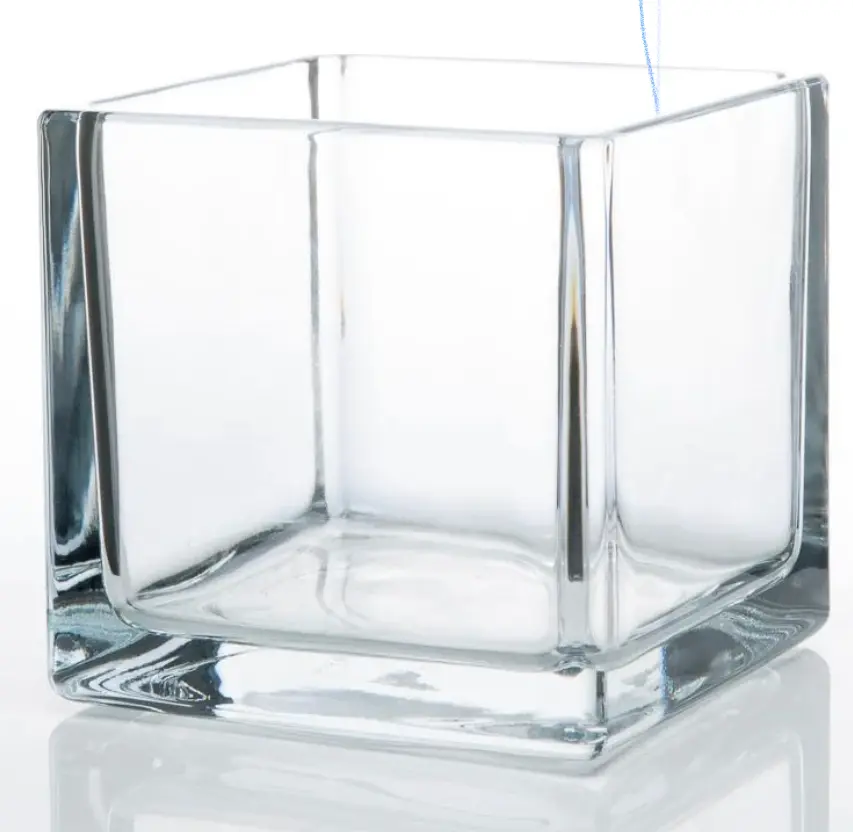 Centerpiece-Clear Glass Cube vase