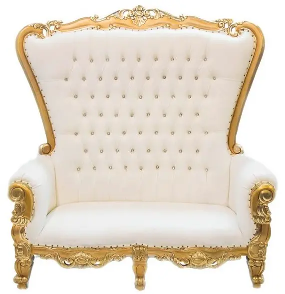 Throne Loveseat-White with Gold 