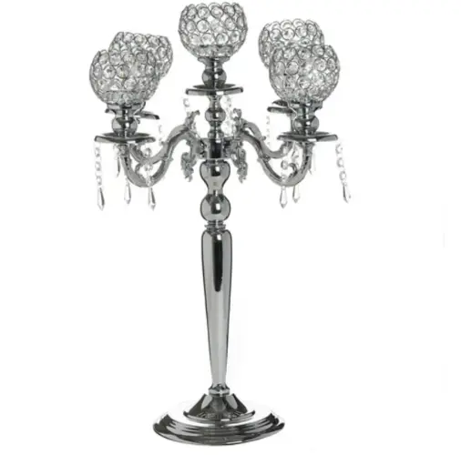 Centerpiece-Silver Diamond Candelabra