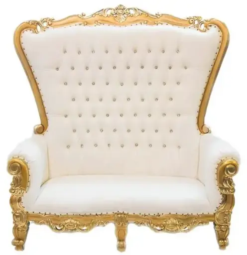 Throne Loveseat-White with Gold 